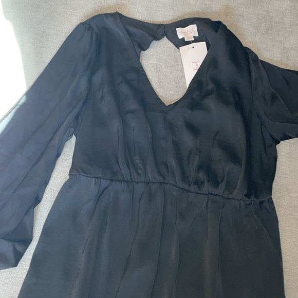 Isabel Maternity Black Elbow Sleeve Woven Back Cut Out Maternity Top - Picture 3 of 5